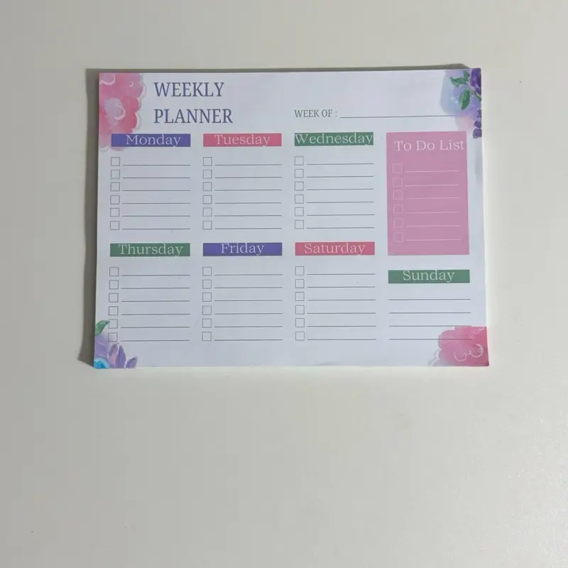 Imperfect 8.5x11 Weekly Planner Tear Notepad - Unique Imperfect Design with Bent Corners - 50 Individual Pages for Easy Tear-Off - Compact Size for Desk Organization