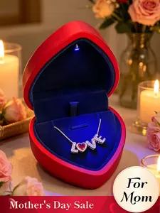 Elegant Heart-Shaped Gift Box Necklace, Letter Pendant Mom or Love, Perfect for Mother's Day, Valentine's Day, Birthday, Anniversary Gifts