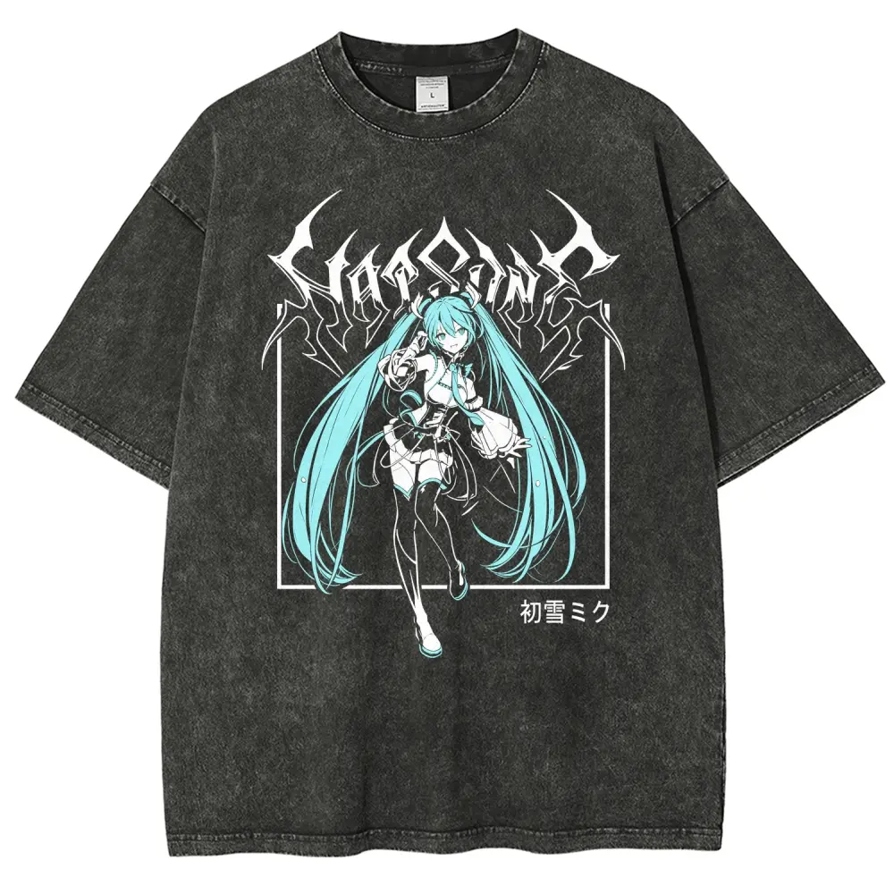 Hatsune Miku Vocal0id Tee, Anime Graphic Tee, Deaad Metal Style Design Merch Gift - Vintage Graphic Tee – Menswear & Womenswear – Streetwear Tops – Casual Cotton Crewneck Shortsleeve T-shirt