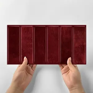 6pcs/12pcs/24pcs Burgundy Red Vertical Subway Tiles Self-adhesive Wall Tiles - Self-adhesive Backsplash, Waterproof Removable Wall Stickers, Suitable for Kitchen Bathroom RV Home Decor