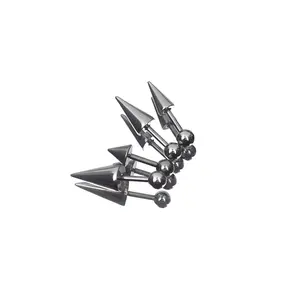 Stainless Steel Demon Ear Cuff Stud Elf Ear Stud Pointed Cone Rivet Earring Punk Silver Niche High Position