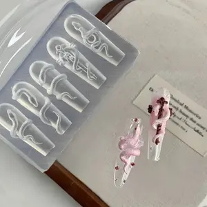 Transparent Silicone Nail Mold Snake Design, Apple Snake Gem Spirit Snake Template, 3D Nail Art Mould for Professional Use