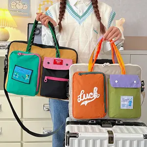 Large-capacity computer bag, dopamine color-blocking crossbody bag, dual-use travel bag, commuter portable shoulder tablet bag