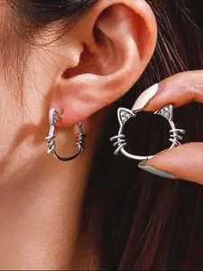 Cute Cat Earrings for Women, Fashionable Simple Design, Creative Animal Ear Cuffs, European and American Style, Unique Jewelry Accessories