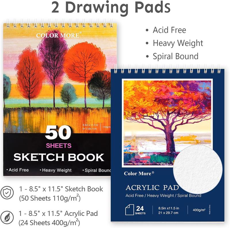 Color More 175-Piece Art Set in Wooden Case with Paints Pencils & Drawing Pads Fun Creative Kit for Kids & Teens Ideal for Artistic Expression