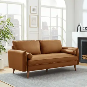 Revive Upholstered Vegan Leather Sofa in Tan Revive Upholstered Vegan Leather Sofa in Tan