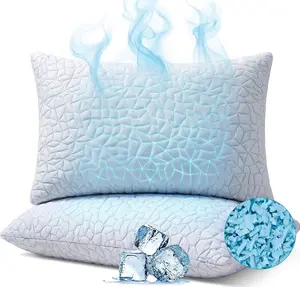 MIUKIULA Cooling Pillow ,  Shredded Memory Foam Pillows for Sleeping, Cool Bed Pillows for Hot Sleepers, Adjustable Firm Pillow for Side,Back,Stomach Sleepers