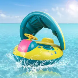 Inflatable Swimming Pool Float, Inflatable Pool Floaters, Inflatable Swimming Ring with Adjustable Canopy, Water Sports Equipment for Kids, Swimming Pool Toy