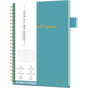 Income & Expense , Accounting Bookkeeping Ledger Book for Small Business -Accounting Ledger Record Notebook with Pocket, Man & Women, 53 Weeks(8.5"x5.5"),Teal