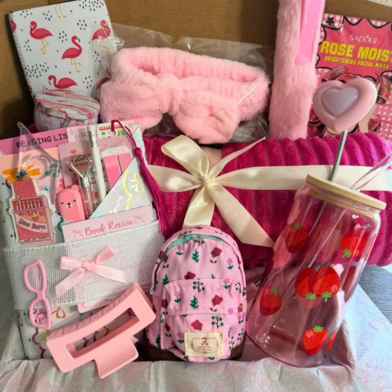 Pretty in Pink Blind Date with a Book Box, Mystery Book Bundle, Cute Reading Gift Set, Birthday Gifts For Her, Pink Gift Bundle, Reader Gift