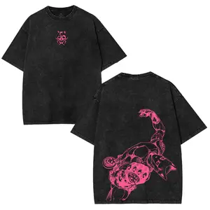 "JOJO" KILLER QUEEN Anime Oversized T-Shirt, Heavyweight Cotton Shirt Regular Comfort Fit Fabric Collar Seamless Tshirt Clothes Top Gamis Menswear Man Apparel Classic