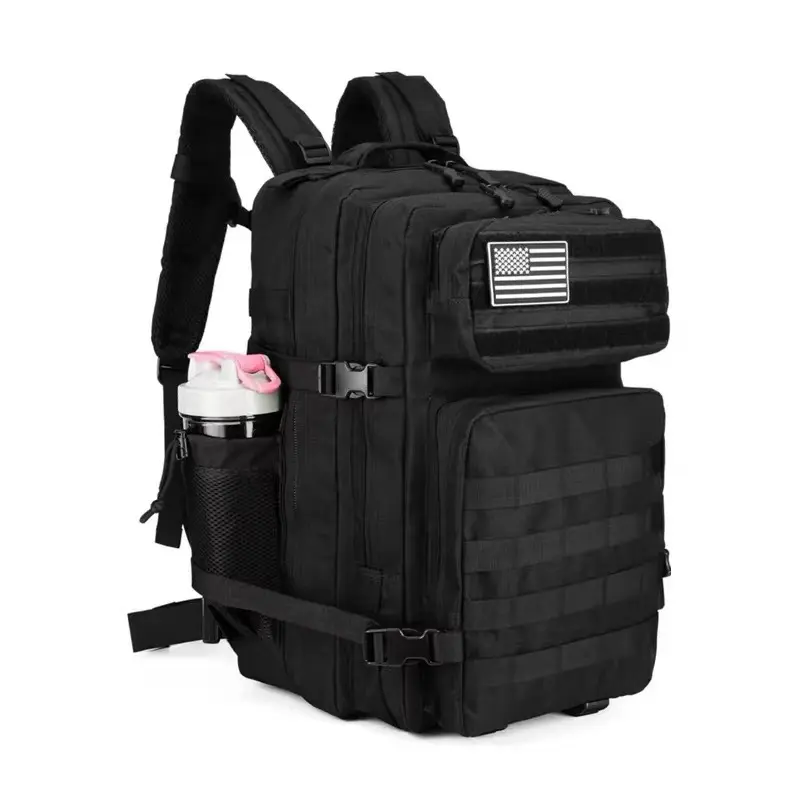 Large Tactical Assault Backpack, 50x30x30cm Military Rucksack in 600D Oxford Fabric with a MOLLE System and Breathable Straps for Hiking & Cycling