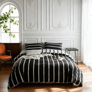 Geometric Striped Pattern Bedding Set, 3 Counts/set Including 1 Count Duvet Cover & 2 Counts Pillowcase without Filler, Soft Comfortable Bedding Set for Home Bedroom, Modern Bedding Set