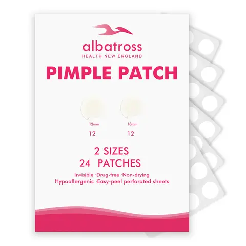 Gentle Hydrocolloid Adhesive Acne Treatment Patches (24 Patches Total, 2 Sizes) - Non-Toxic, UV-Sterilized, Transparent Hypoallergenic Blemish Spot Treatment, Pimple Extraction, Targets Acne Whiteheads Blackheads, For All Skin Types
