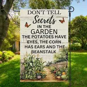 1pc Humorous "Don't Tell Secrets" Garden Flag 12x18 Inch, Rustic Farmhouse Design with Whimsical Message, Linen-Like Fabric for Outdoor & Indoor Porch Patio Yard Decor, Great Funny Gift Stand Not Included