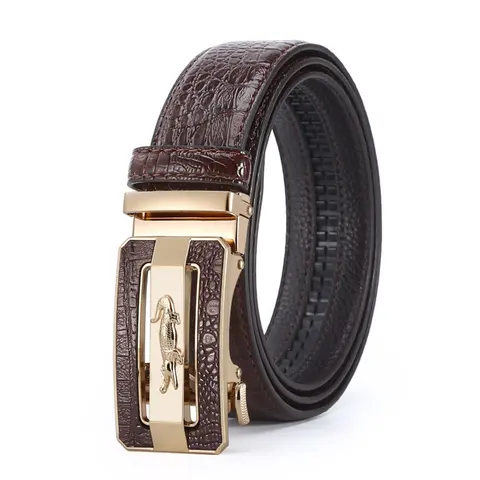 Men's Luxury Business Belt, Crocodile Pattern Automatic Buckle Waistband, High-Quality Casual Fashion Strap, Stylish Belts, All Seasons Wear