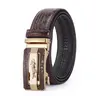 Men's Luxury Business Belt, Crocodile Pattern Automatic Buckle Waistband, High-Quality Casual Fashion Strap, Stylish Belts, All Seasons Wear