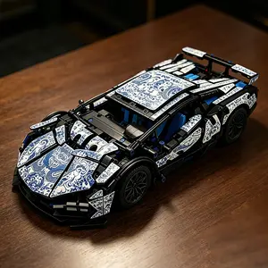 1294pcs Fashionable 1:14 Super Car Building Blocks Set, High-End Model Collection, Open Doors, Creative Stickers, Perfect Gift