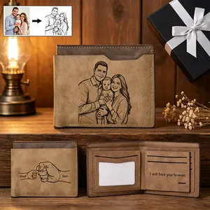 Customized Engraved Wallet for Men | Personalized Name Wallet | Father’s Day Gift, Anniversary Gift, Gift for Dad, Boyfriend, Husband | RFID Blocking Leather Wallet