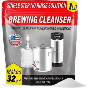 [1lb] Single Step No Rinse Brewing Cleanser - Made in USA, Powerful Powdered Brewery Wash For Cleaning & Prepping Homebrew Supplies, Perfect Keg Carboy & Wine Bottle Cleaner