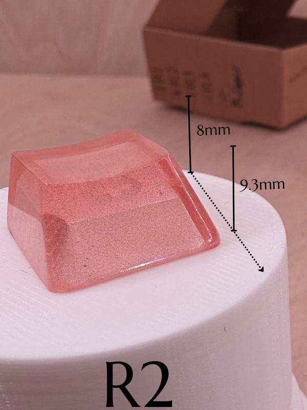 ResinKeyWorks Red Copper Blank 1U Accent Keycaps, Transparent Hand Polished Resin OEM Caps with MX stems