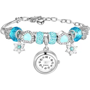 Women's Boho Birthstone Crystal Bracelet Watch - Analog Quartz Wristwatch with Adjustable Chain, Charm - Fashion Costume Jewelry Accessory for Daily Wear, Mother's Day Gift