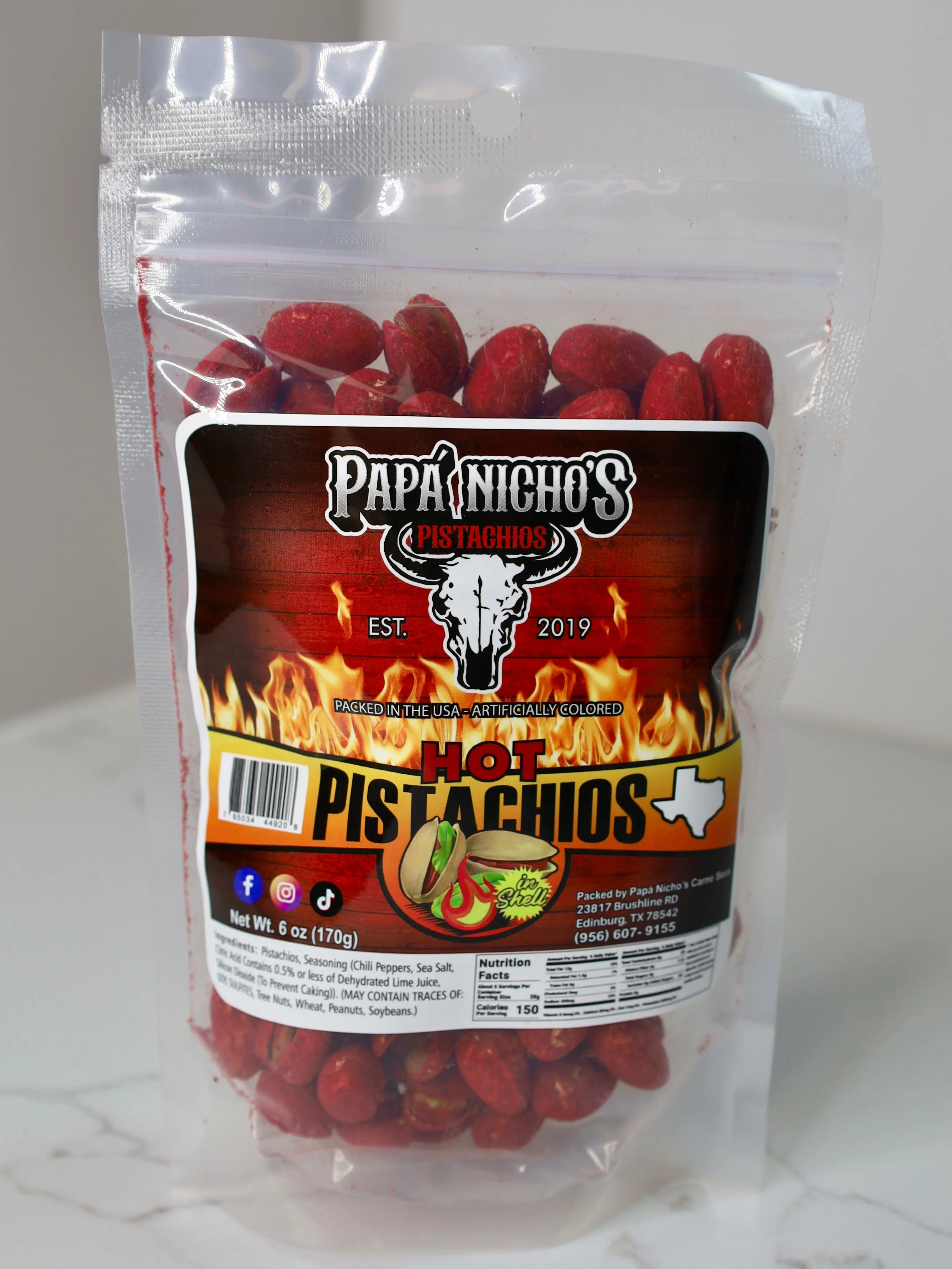 HOT PISTACHIOS WITH SHELL 6oz Snack Chips Snack Packs