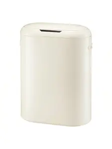 SensorCan 13 Gal (50L) Slim Automatic Touchless Motion Sensor Kitchen Trash Can with Soft Close Lid, No Inner Bucket, Cream White Smooth Finish, Touchless Operation