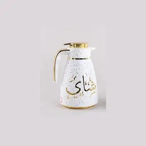 MiraRabel Luxury 1000ml White Thermos Vacuum Flask Drinkware Steel Portable Mug Bottled Water Bottles Stainless Tumbler dots design