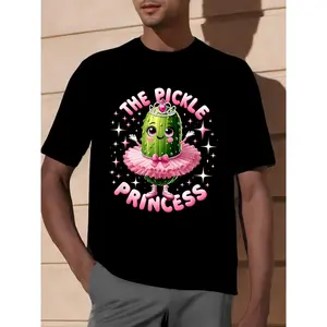 Pickle Princess Ballet Graphic Tee for Men - Funny Cotton T-Shirt with Soft & Breathable Fit, Cute Novelty Design Perfect as Gag Gift for Him, Dancers, or All-Season Casual Wear