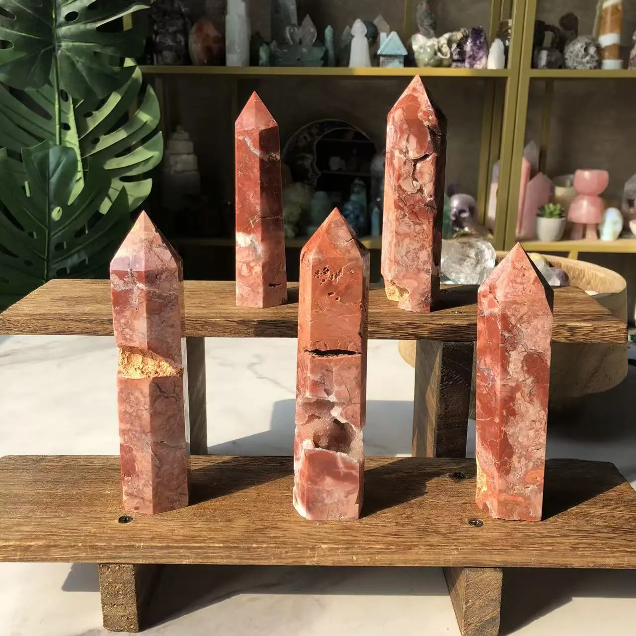 Natural Crystal Pink Agate Tower Collection, Multi-Size, Tower Decor, 120-130Mm