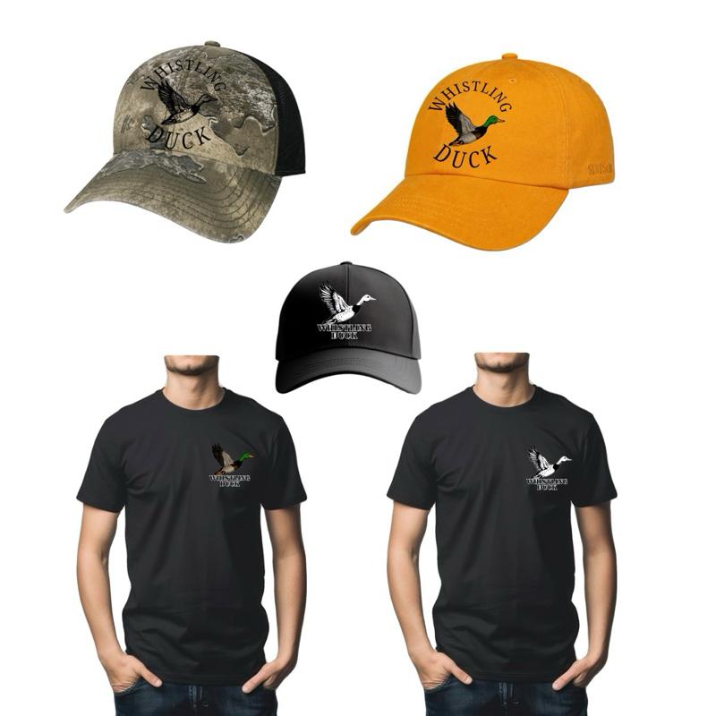 Whistling Duck Camo Limited Edition Trucker Hat with Orange Logo and Camouflage Design