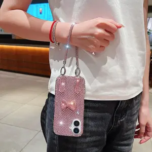 Elegant Diamond Bow Phone Case, Sparkling Rhinestone Bracelet Included, Fits iPhone 11/12/13/14/15/16/17 Pro/Plus/Pro Max