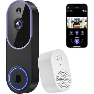 1080P Wireless Doorbell Camera, Outdoor Home Security Camera, FHD Live View, Cloud Storage, AI Human Detection, Instant Alert, Night Vision, 2-Way Audio, 2.4G WiFi Only (Purple) fathersdaygiftideas