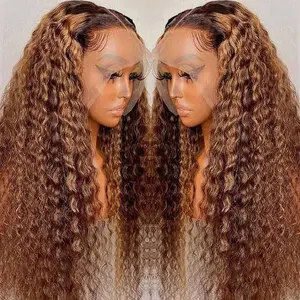 Highlight Wig 18 inches Human Hair Ombre HD Lace Wig 13x6 Deep Curly Brazilian Hair Lace Frontal Density 200 100% Human Hair