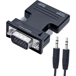 Directional HDMI to VGA Adapter with 3.5mm Audio Port (Laptop HDMI Source Output to VGA TV) for Old Computer Monitor PC Projector 1080P Video (Female HDMI in, Male VGA Out)