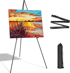 Versatile Display Easel Stand - Elegant Black Tripod Design for Wedding Signs - Collapsible Portable Floor Easel for Posters - Adjustable Height of 63" - Ideal for Display Shows, Art, and Painting
