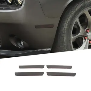 For 2015+ Dodge Challenger Smoked Black Front Wheel Eyebrow Light Cover Trim (4 pcs)
