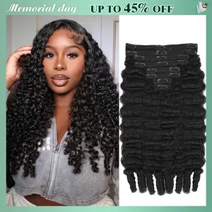 STERLY Burmese Curly 18 Clips In Hair Extensions Natural Color Brazilian 100% Real Human Hair 8 Pieces for Women PU Clip In Curly Wave Hair Extensions Human Hair Extension 8 Count with 18 Clips 120 g/Set 240 g/2 Set #Summervibes #tiktokshopmemorialday