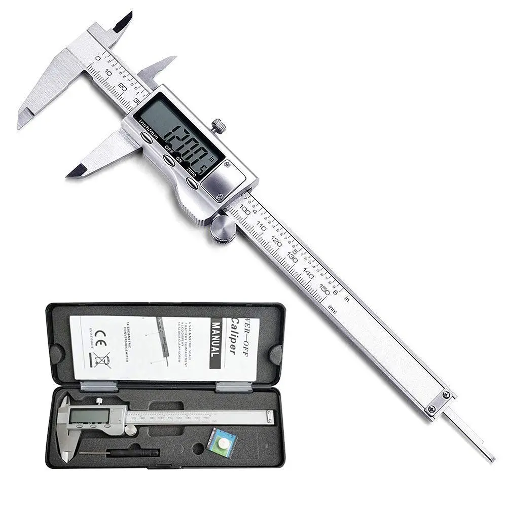 Digital Caliper, Caliper Measuring Tool with Stainless Steel,  Micrometer Caliper with Large LCD Screen, Auto-Off Feature, Inch and Millimeter Conversion (6 Inch/150 mm)
