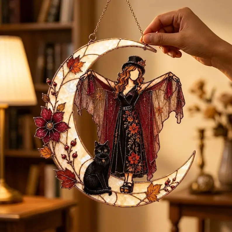 Stevie Nicks Fleetwood Mac Acrylic Suncatcher, Music Band Window Hanging, Faux Stained Glass Art, Rock And Roll Fan Gift