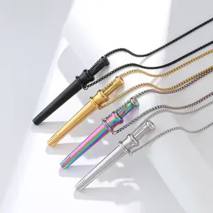 Valentine's Day gift Stainless Steel Bullet Design Pendant Necklace Spring Tube Tool Scoop Necklace