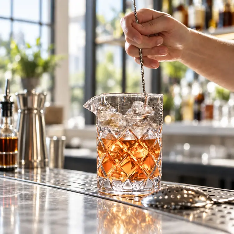 Cocktail Mixing Glass 16 oz, Diamond Cut Glass with Heavy Base and Pour ...