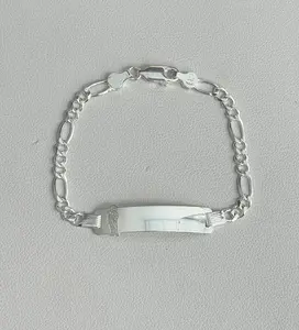 Baby/Kid Bracelet Link Chain, Sterling Silver Engravable Bracelet (Please Add Name into "Add Note" Section)