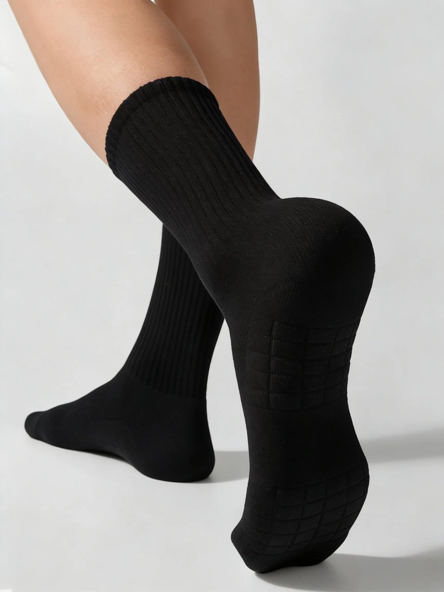 CCCMAI Men's Towel Bottom Socks Long Black & White Comfortable Absorbent for Everyday Wear Soft Feel Full Coverage Support Menswear Soft Stylish