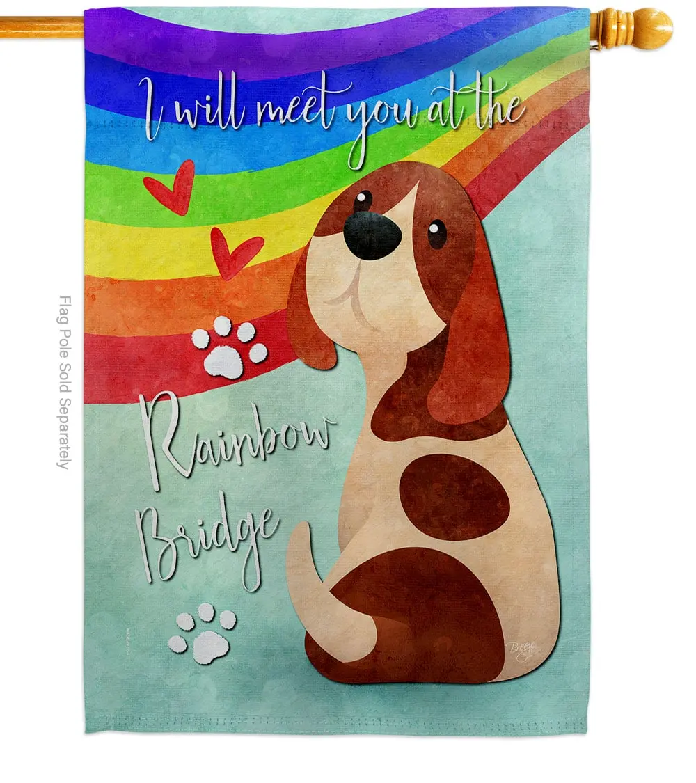 Breeze Decor H115263-BO 28x40 in. Rainbow Bridge Sweet Life Sympathy Double-Sided Vertical House Flag - Soft-to-the-Touch Garden Yard Decor Banner, Expression-Focused Gift for Home Improvement