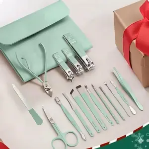 16-Piece Manicure Pedicure Set, Nail Care, Stainless Steel, Non-Slip Handle, Leather Storage Bag, Ideal for Home, Salon, Travel, Perfect Gift, Nail Manicure Kit
