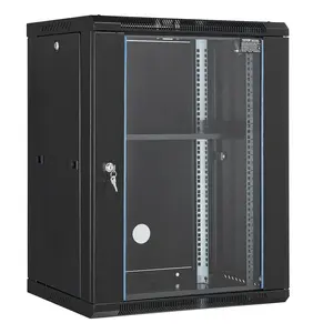 VEVOR 15U Wall Mount Network Cabinet, 500 lbs Max. Ground Load Capacity, Server Rack Cabinet Enclosure with Locking Tempered Glass Door, Side Panels, Q235 Carbon Steel, for IT Equipment, A/V Devices