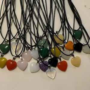 Heart Pendant Necklaces - Colorful Heart-Shaped Pendants on Black Cord for Women's Fashion Jewelry