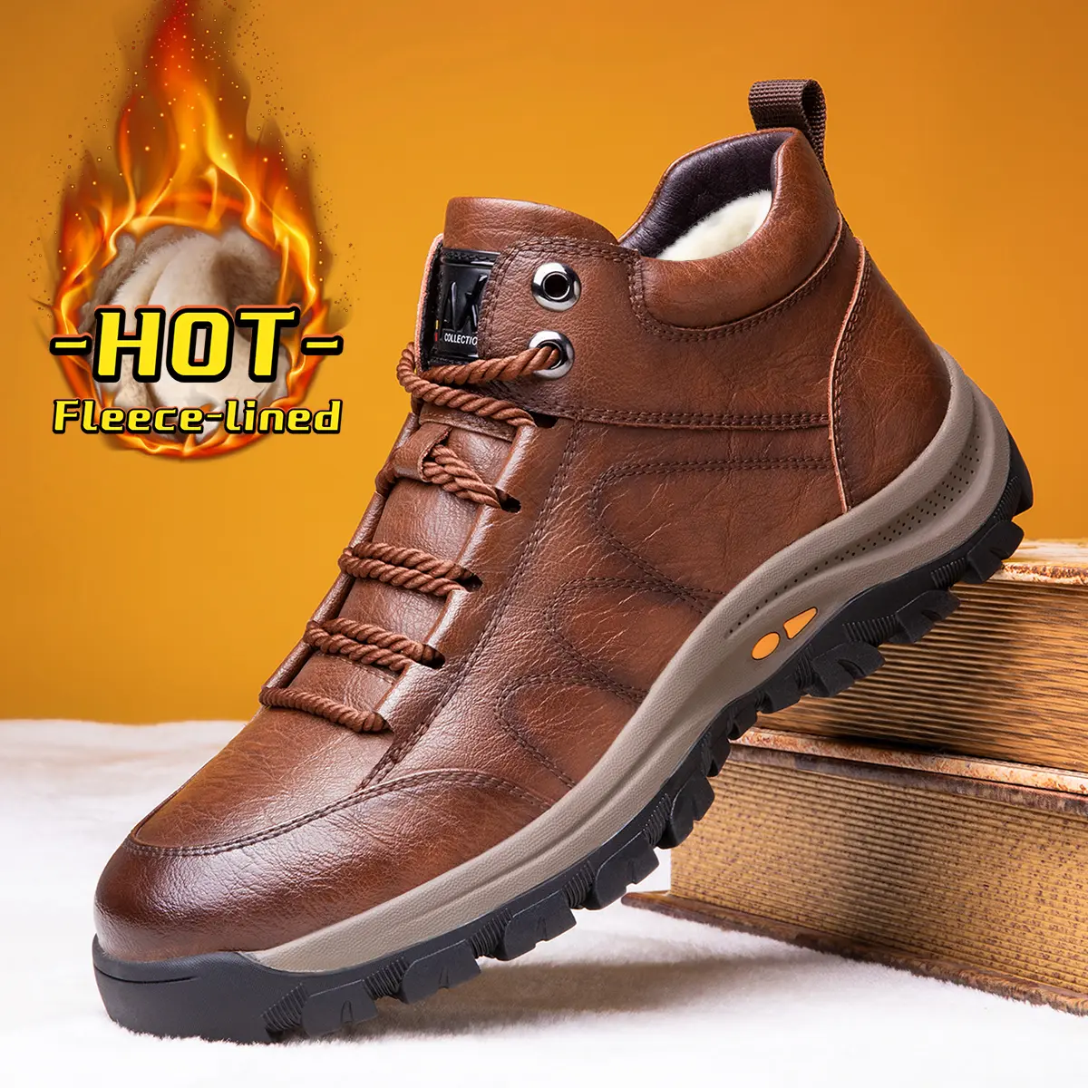 Men’s Winter Sneakers | Warm Fleece Lined Leather Look | Outdoor Ready, Stylish & Comfortable | Anti-Slip Durable Sole | Casual Walking Hiking Shoes for Work, Travel & All-Day Wear | Valentine’s Day Gift for Him